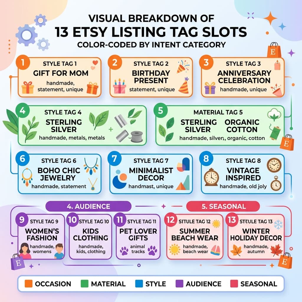Tags: The 13 Decisions That Determine Your Visibility - illustration