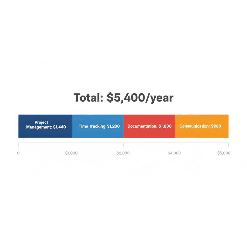 Agency SaaS stack cost breakdown: $5,400/year for 10 people across 4 tools