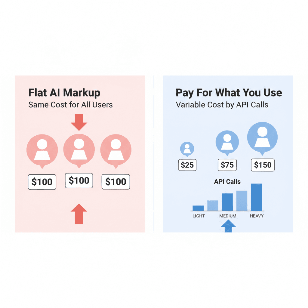 Flat AI markup vs pay-per-use: comparison of pricing models