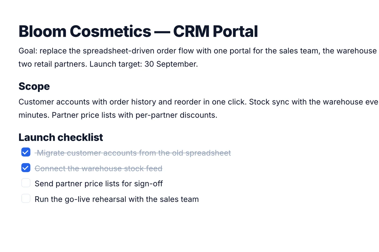 Canvas — Checklists