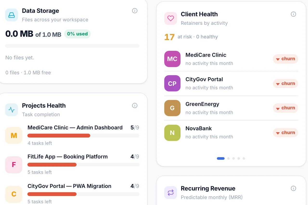 Dashboard — Client health