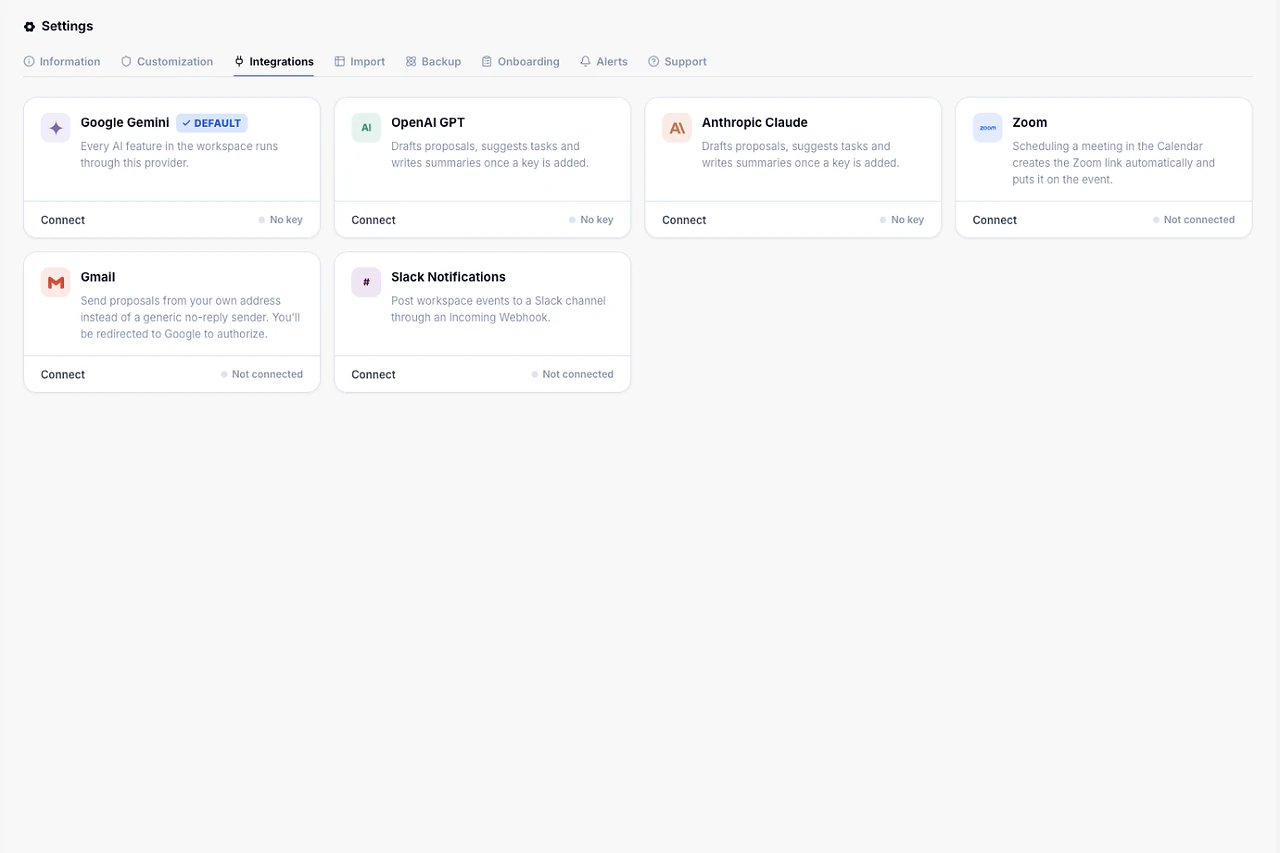 Integrations — Melororium screenshot