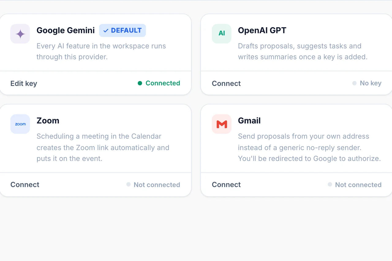Integrations — AI, your choice