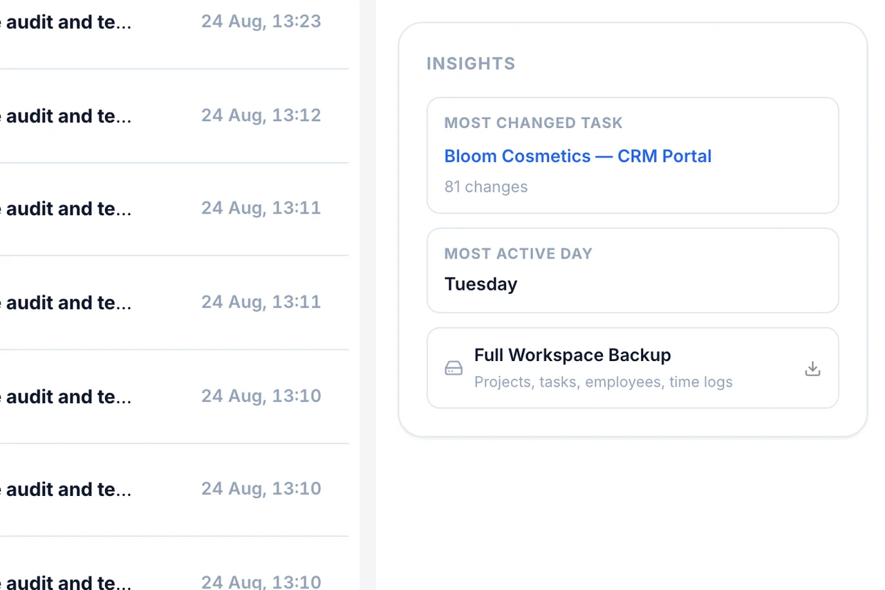 Project History — Export