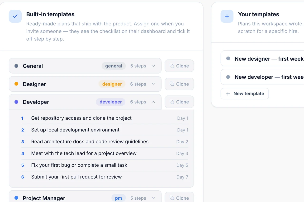 Smart Onboarding — Templates