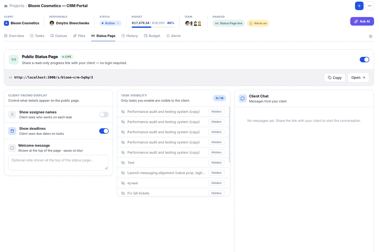 Public Status Page — Melororium screenshot