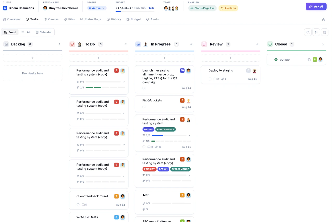 Tasks — Melororium screenshot
