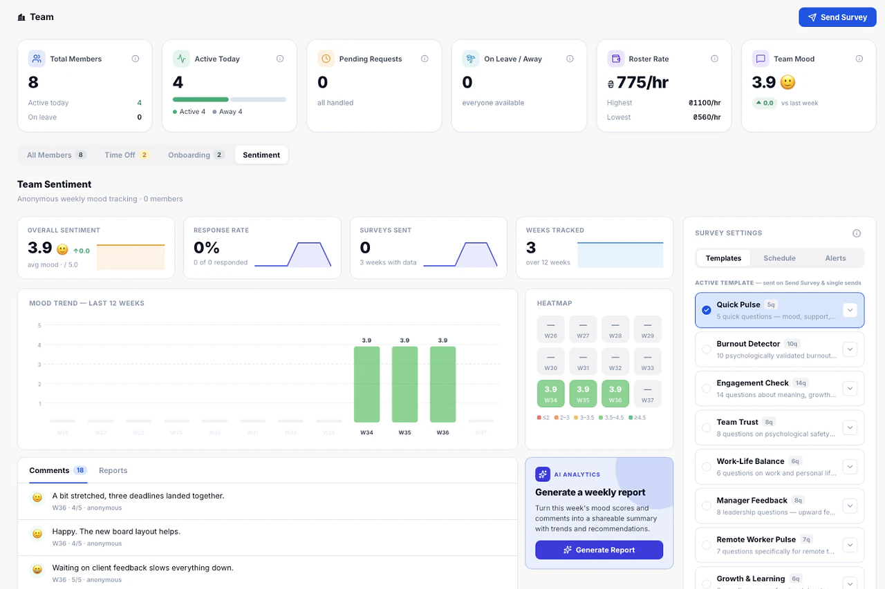 Team Sentiment — Melororium screenshot